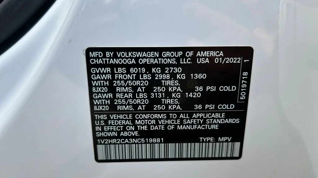 2022 Volkswagen Atlas V6 SE 4Motion