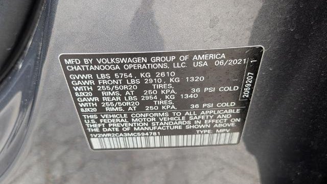 2021 Volkswagen Atlas V6 SE