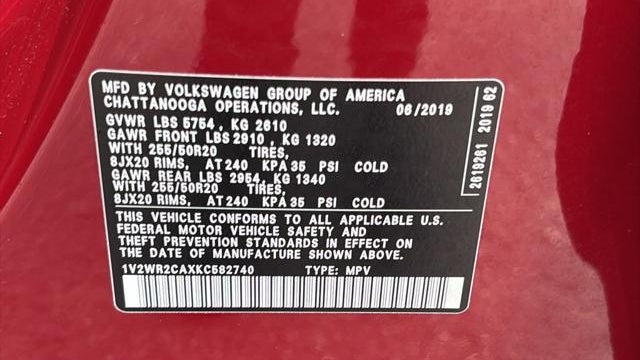 2019 Volkswagen Atlas V6 SE