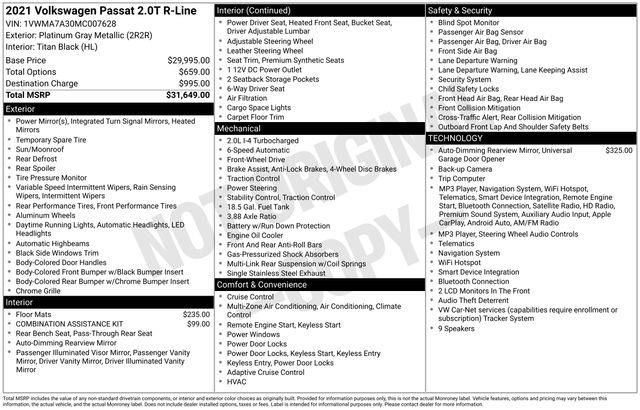 2021 Volkswagen Passat - $16,598