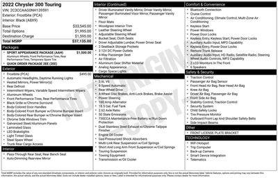 2022 Chrysler 300 Touring 4DR Sedan
