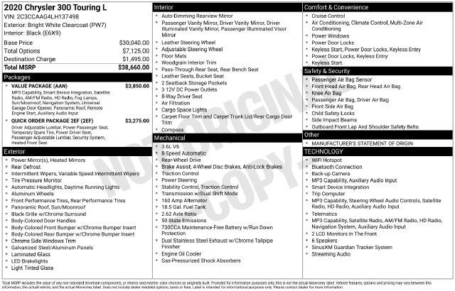 2020 Chrysler 300 - $15,800
