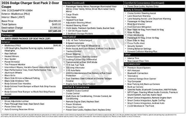 2026 Dodge Charger - $48,085