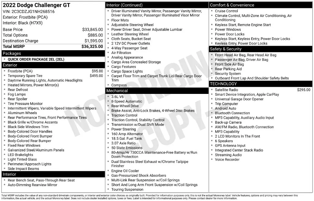 2022 Dodge Challenger - $24,001