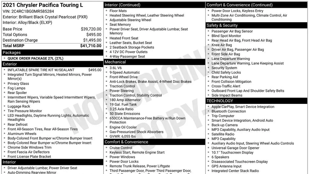 2021 Chrysler Pacifica Touring L