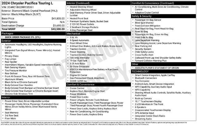 2024 Chrysler Pacifica - $21,501