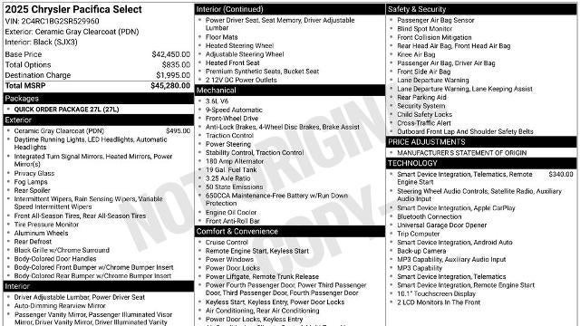 2025 Chrysler Pacifica Select