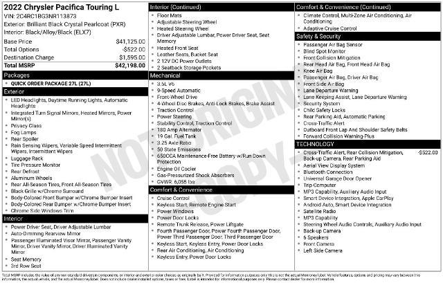 2022 Chrysler Pacifica - $15,990