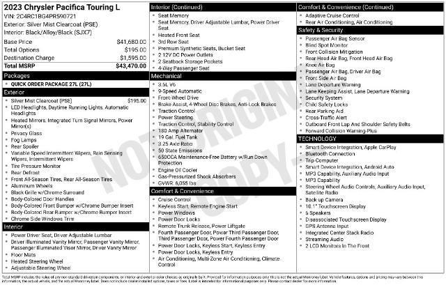2023 Chrysler Pacifica - $19,500