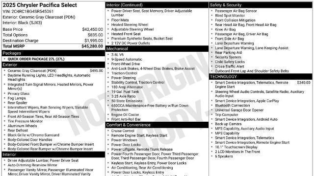 2025 Chrysler Pacifica Select
