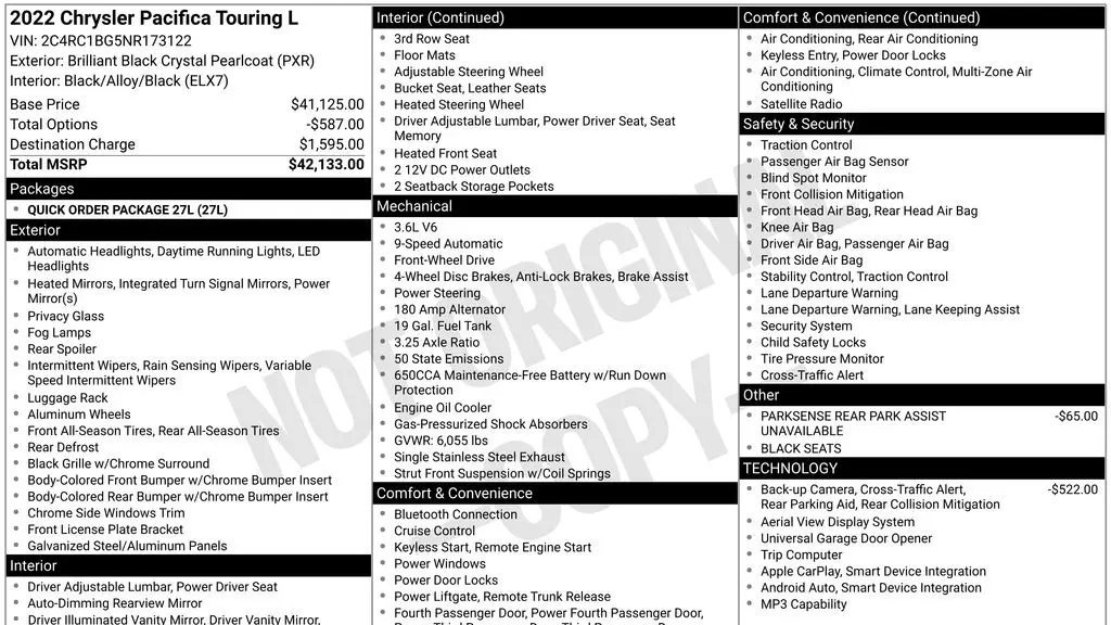 2022 Chrysler Pacifica Touring L