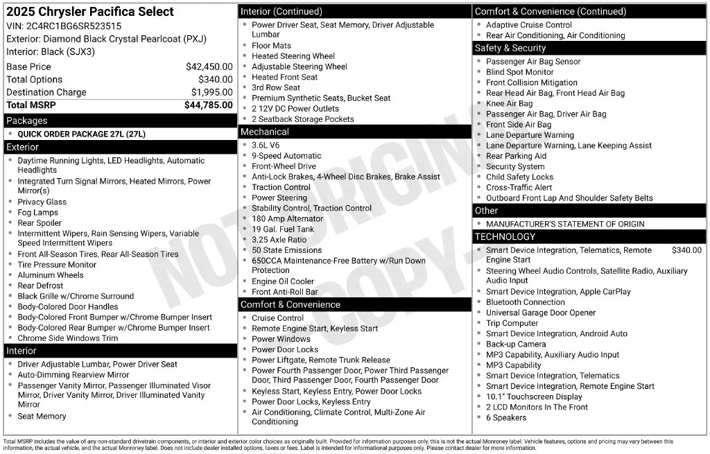 2025 Chrysler Pacifica - $24,250