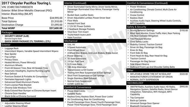 2017 Chrysler Pacifica Touring-L
