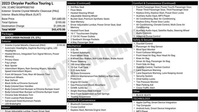 2023 Chrysler Pacifica Touring L