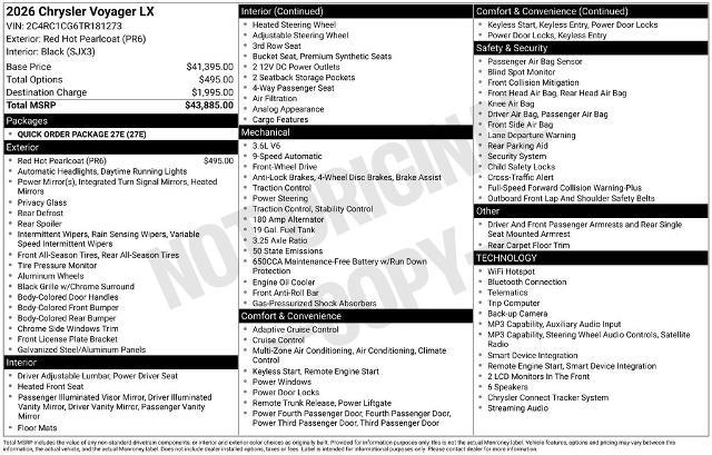 2026 Chrysler Voyager - $33,490