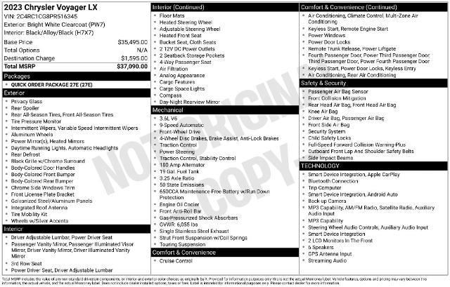 2023 Chrysler Voyager - $18,901