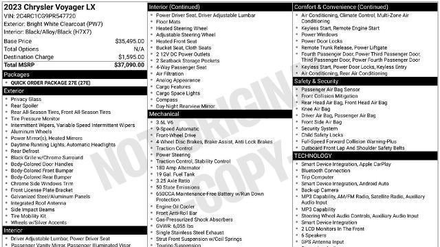 2023 Chrysler Voyager LX