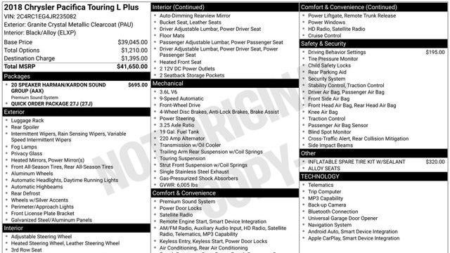 2018 Chrysler Pacifica Touring L Plus