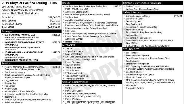 2019 Chrysler Pacifica Touring L Plus 35th Anniversary