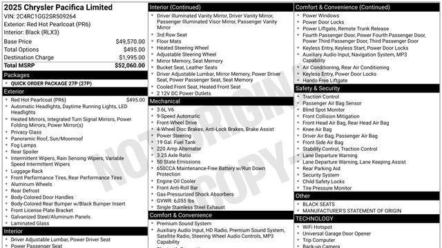 2025 Chrysler Pacifica Limited