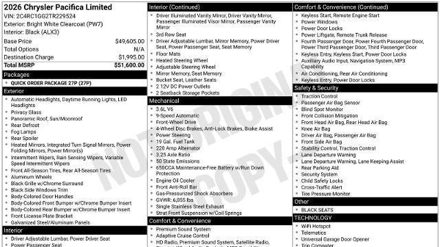 2026 Chrysler Pacifica Limited