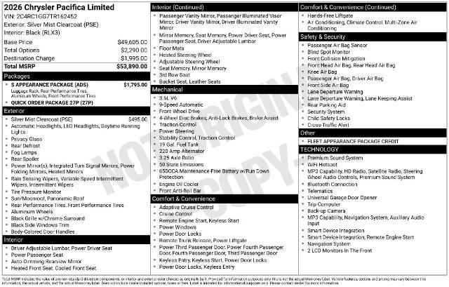 2026 Chrysler Pacifica - $33,153
