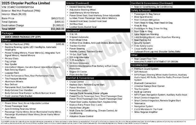 2025 Chrysler Pacifica - $34,175