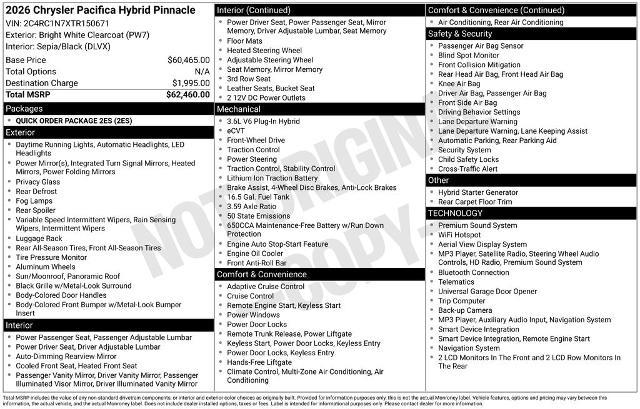 2026 Chrysler Pacifica - $42,895