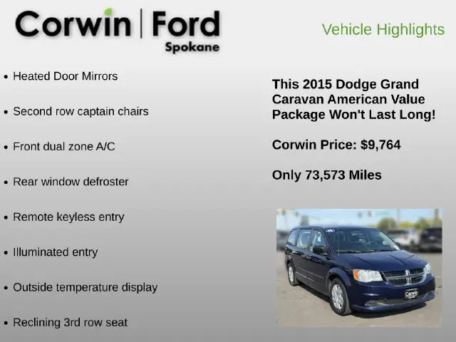 2015 Dodge Grand Caravan - $9,764