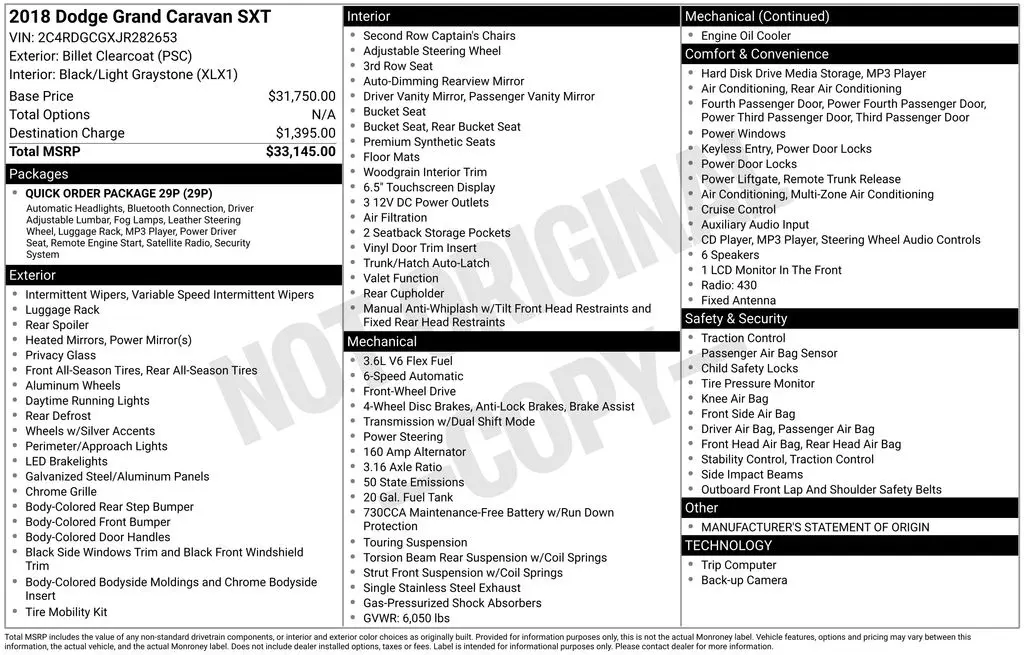2018 Dodge Grand Caravan - $39,300