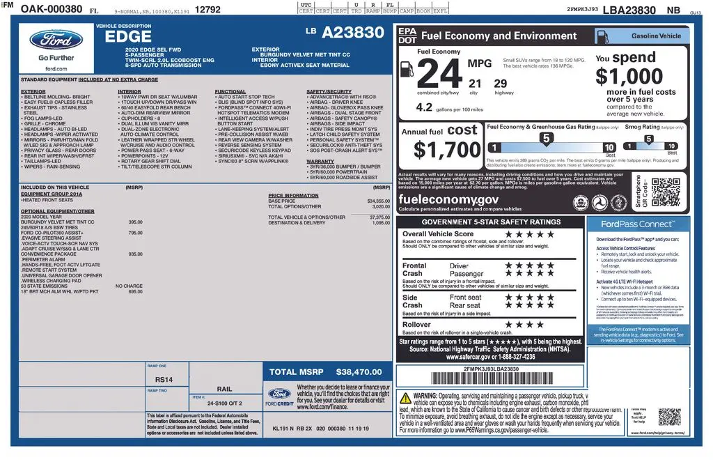 2020 Ford Edge SEL — photo 1 of 2