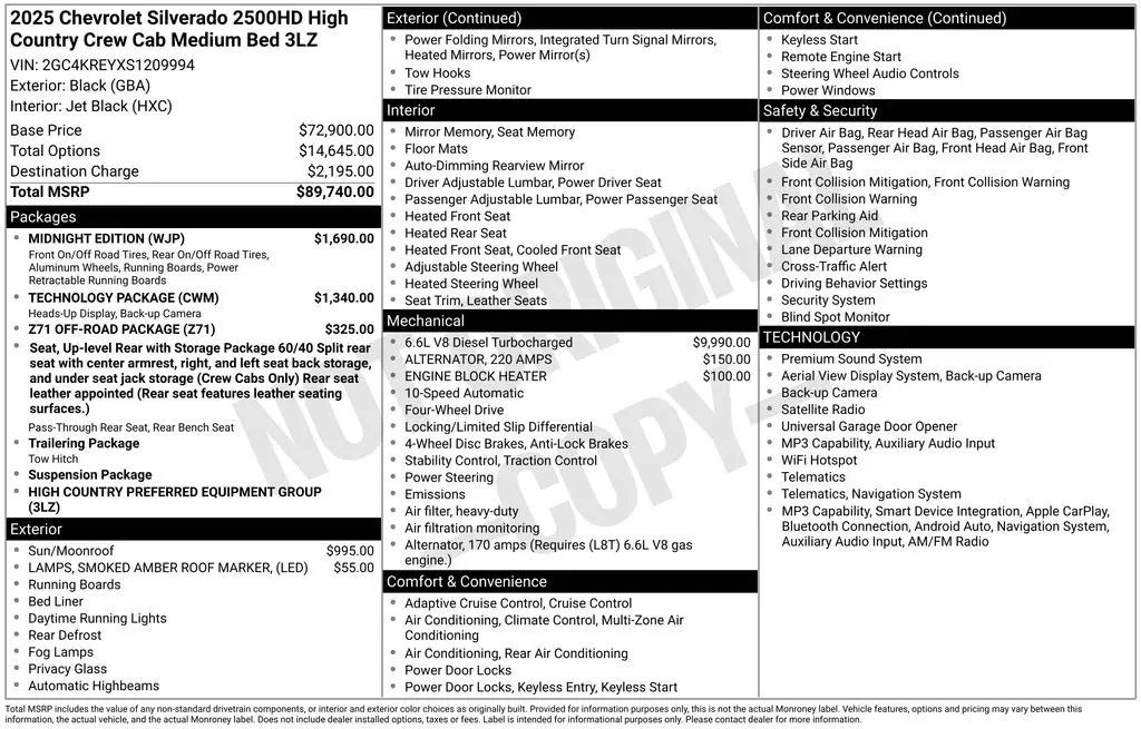 2025 Chevrolet Silverado Hd - $68,500