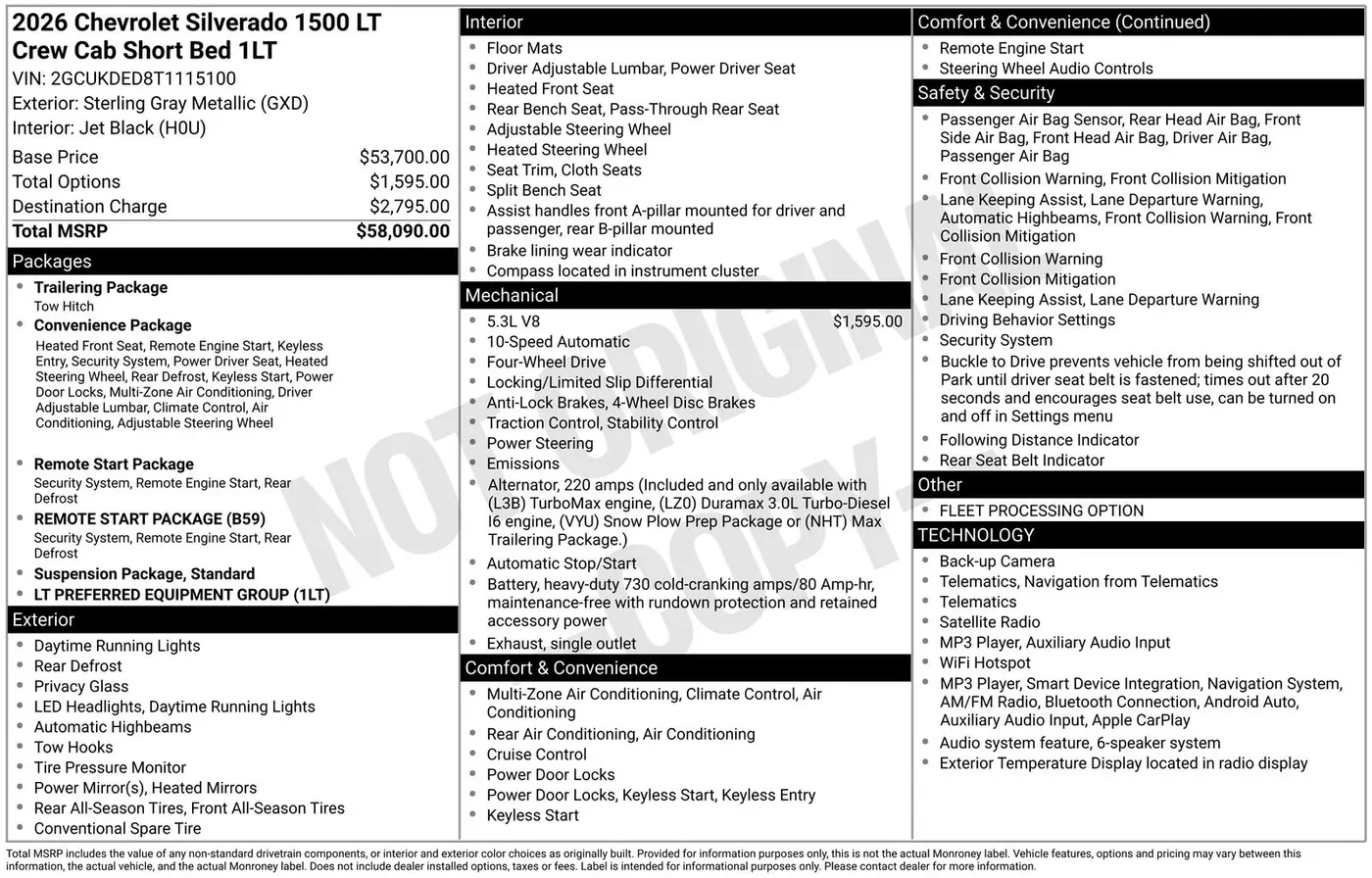 2026 Chevrolet Silverado - $40,401