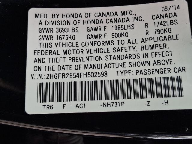 2015 Honda Civic - $8,999