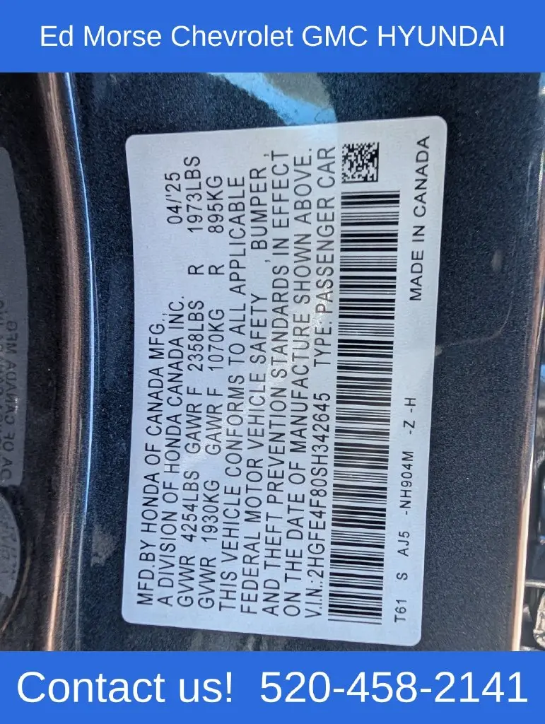 2025 Honda Civic - $30,785