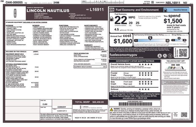 2022 Lincoln Nautilus - $33,595