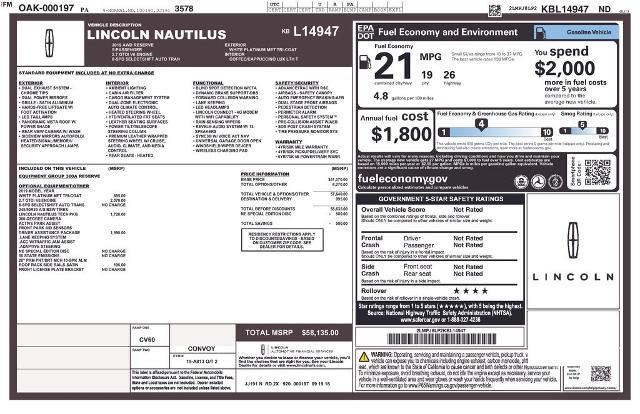 2019 Lincoln Nautilus Reserve — photo 1 of 24