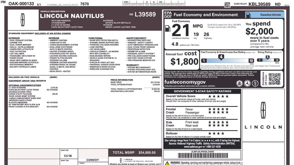 2019 Lincoln Nautilus Reserve