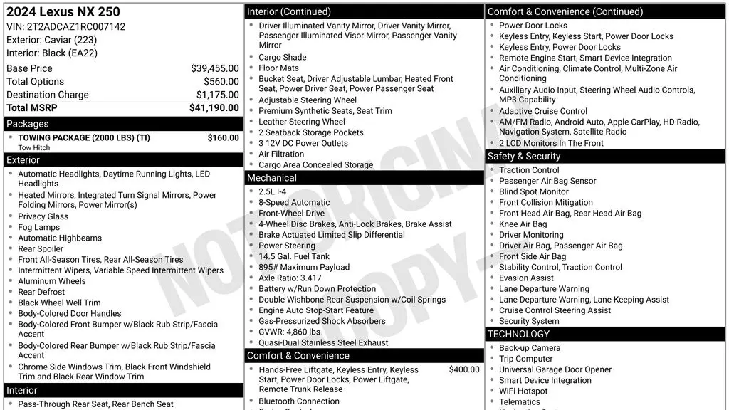 2024 Lexus NX 250 Base