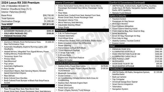 2024 Lexus RX 350 Base
