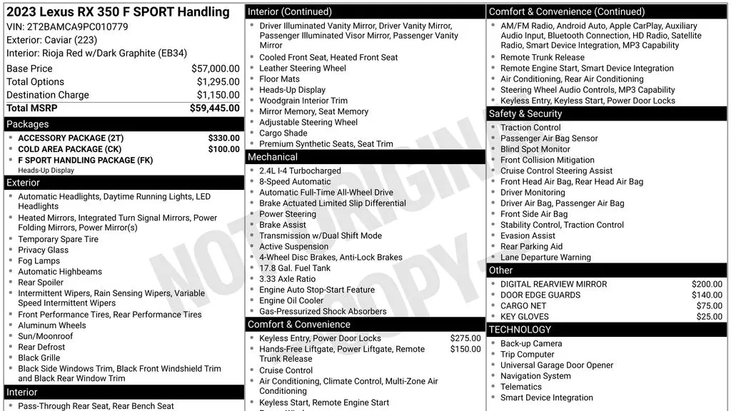 2023 Lexus RX 350 Base