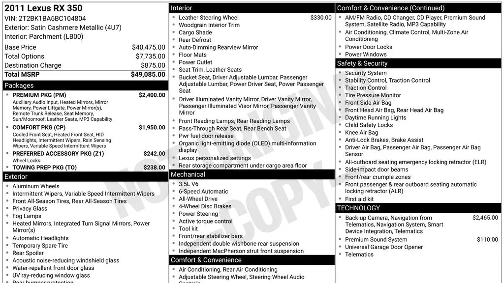 2011 Lexus RX 350 Base