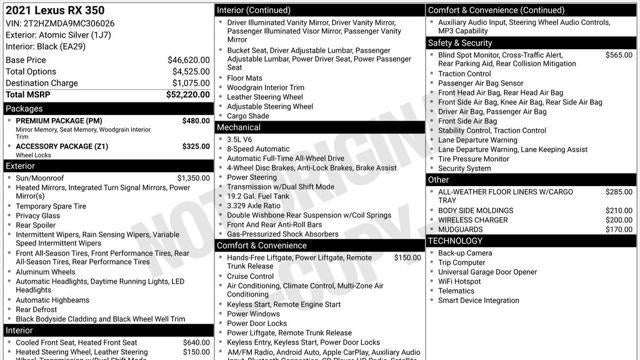 2021 Lexus RX 350 Base