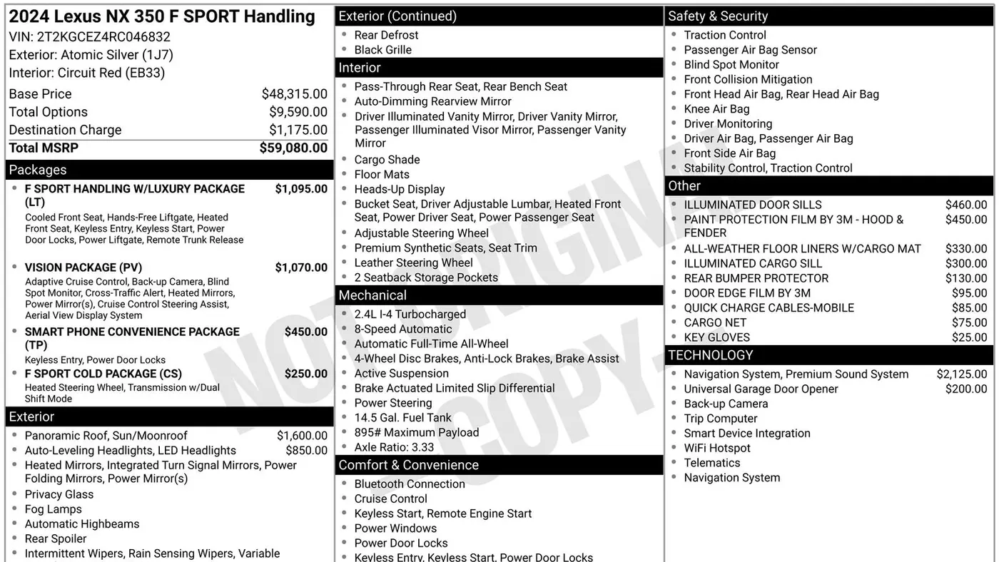 2024 Lexus NX 350 F SPORT Handling