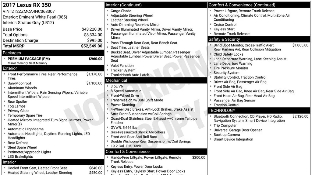 2017 Lexus RX 350 Base