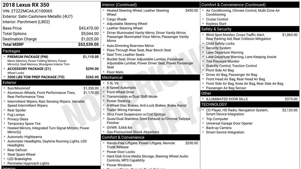 2018 Lexus RX 350 Base