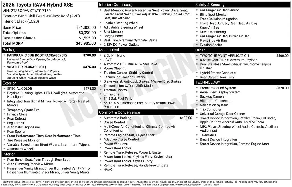 2026 Toyota RAV4 - $43,900