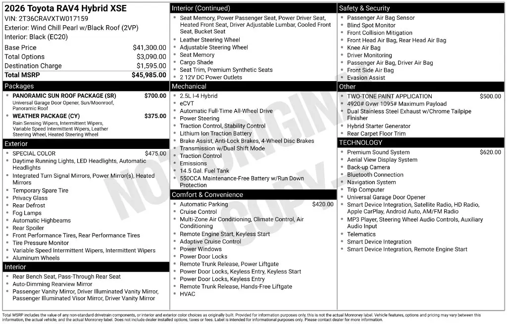 2026 Toyota RAV4 - $43,900