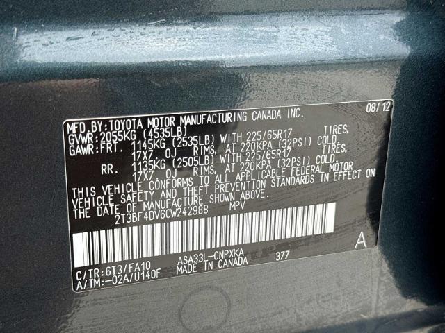 2012 Toyota RAV4 - $6,275