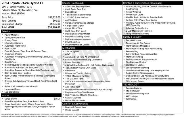 2024 Toyota RAV4 - $23,841